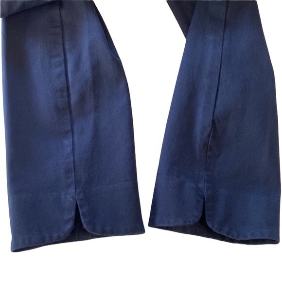 Talbots Navy Chatham Ankle Pants Stretchy Tulip Slit Hem Flat Front Side Zip - Picture 11 of 13